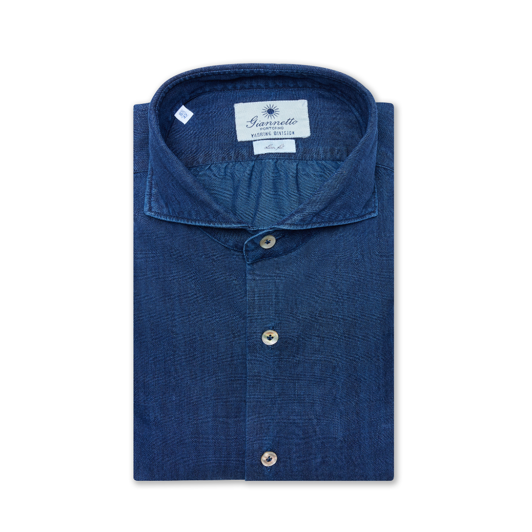 Denim Twill Cotton Shirt – Slim Fit | Made in Italy | Giannetto