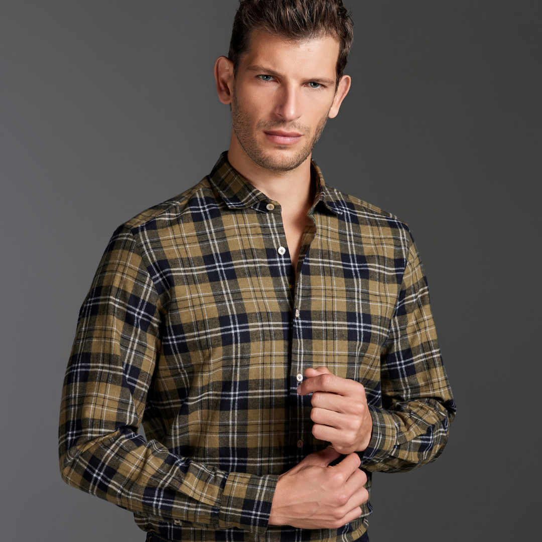 Washed Cotton–Linen Tartan Shirt