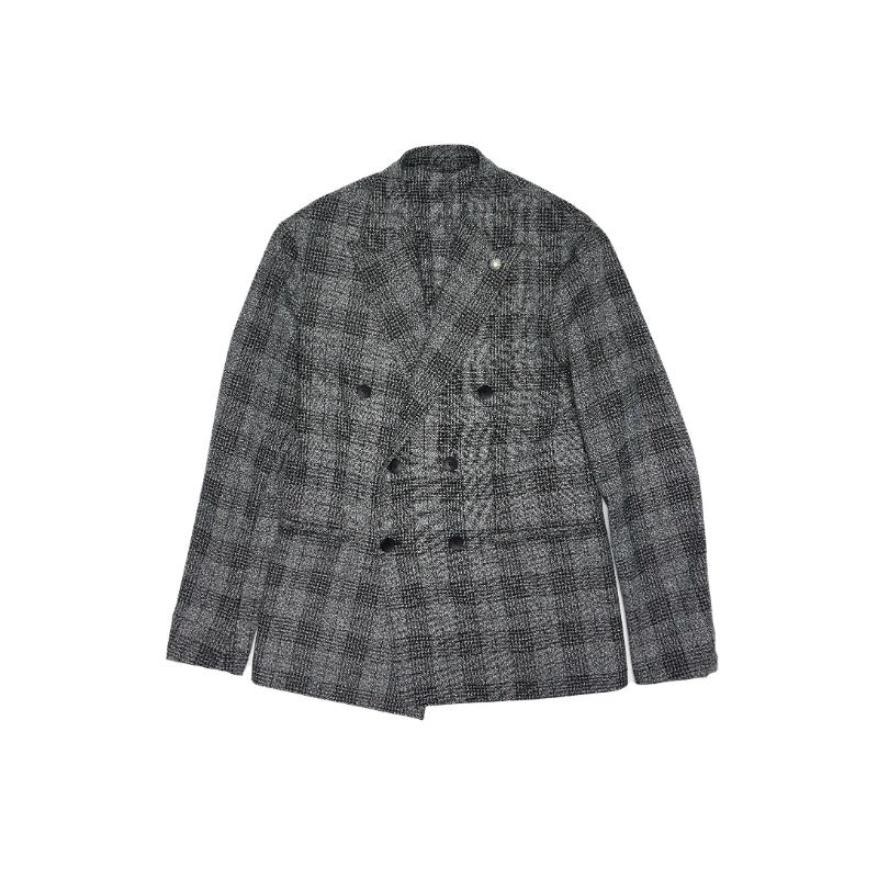 Double-Breasted Checked Jacket