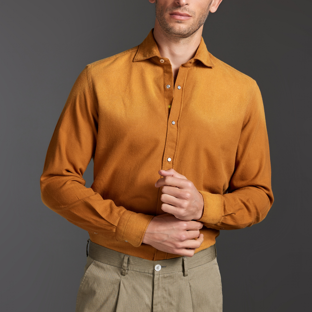 Rust Flannel Shirt with Sabbiature
