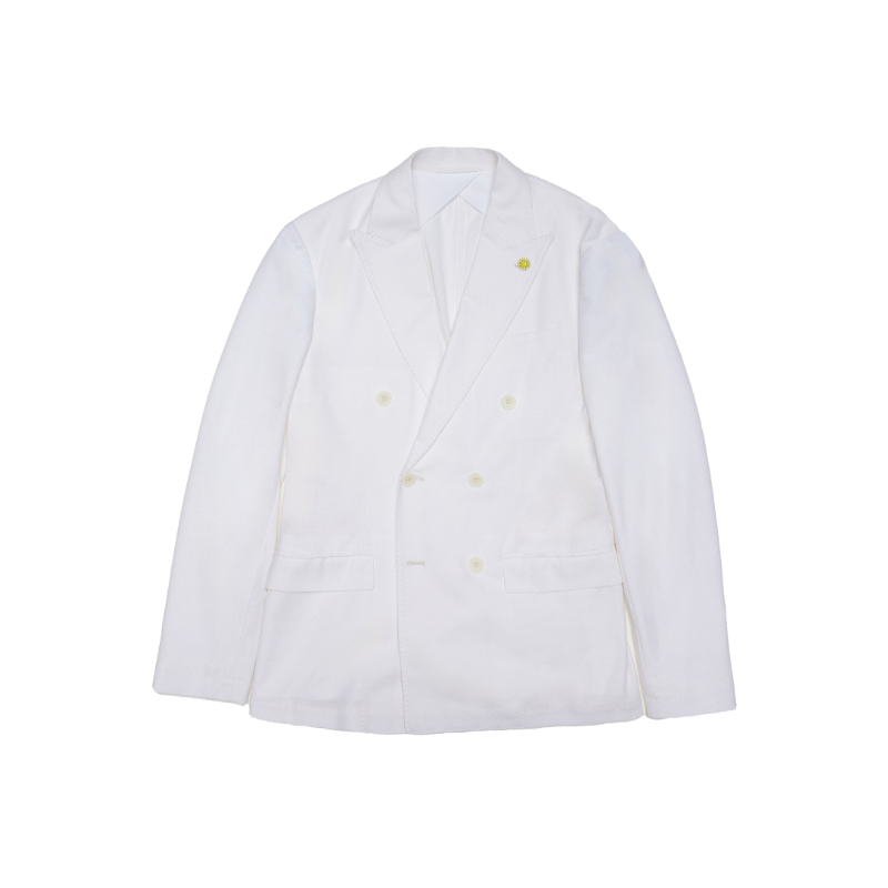 Double-Breasted Cotton & Cashmere Knit Jacket