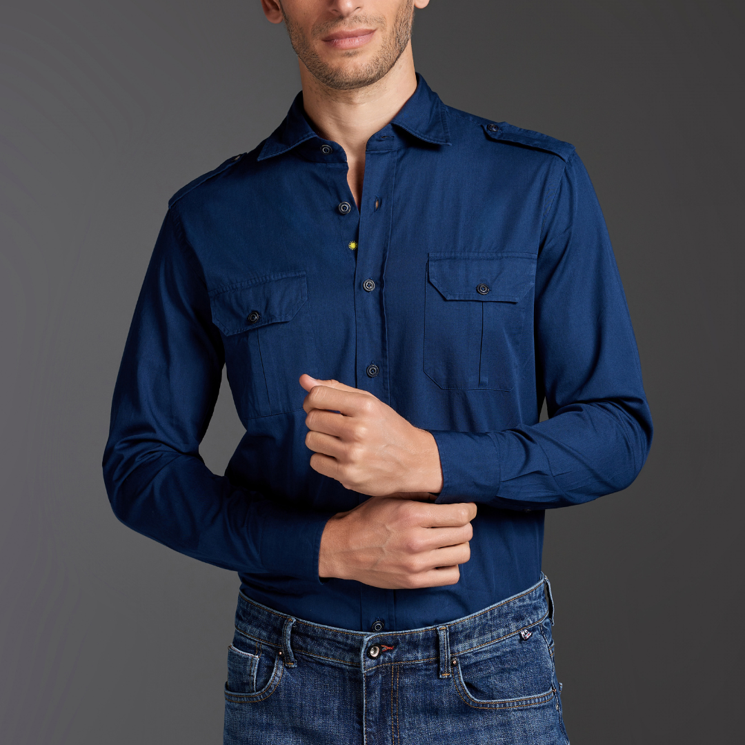 Stone-Washed Cotton Twill Shirt