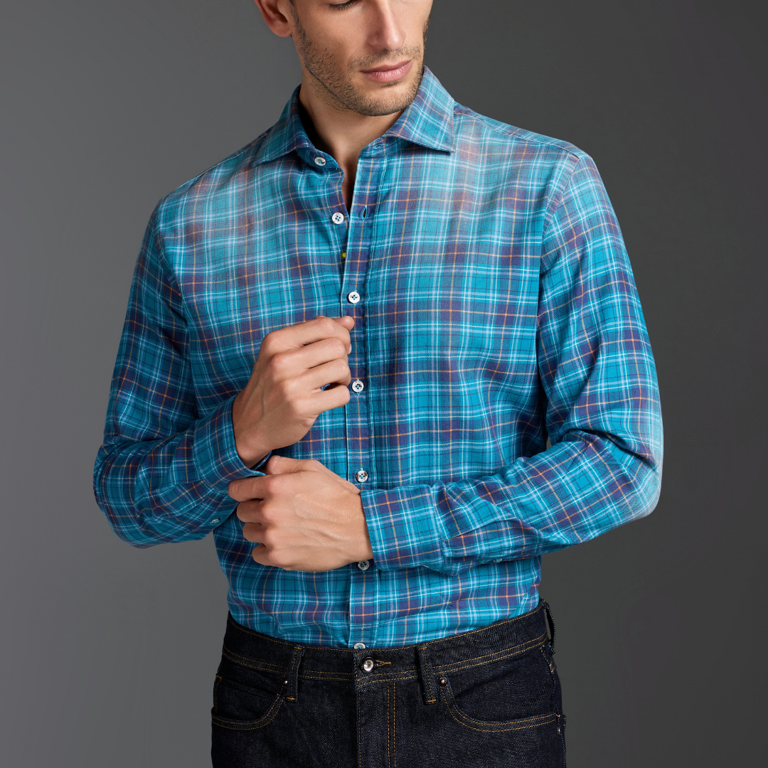 Stone-Washed Tartan Flannel Shirt