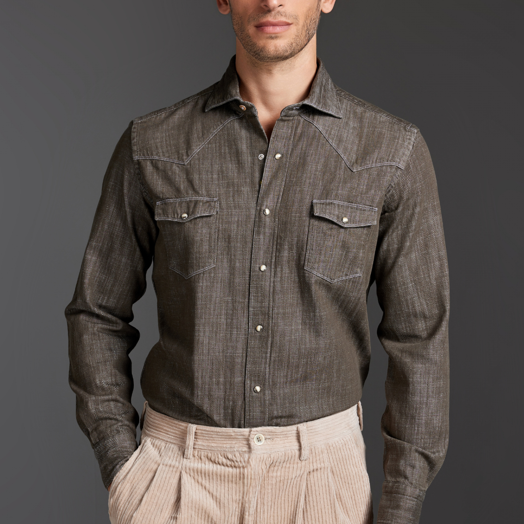 Brown Heavy Denim Texan Shirt