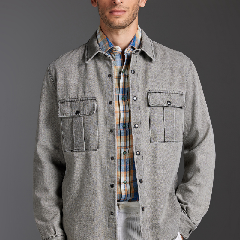 Grey Denim Overshirt Jacket
