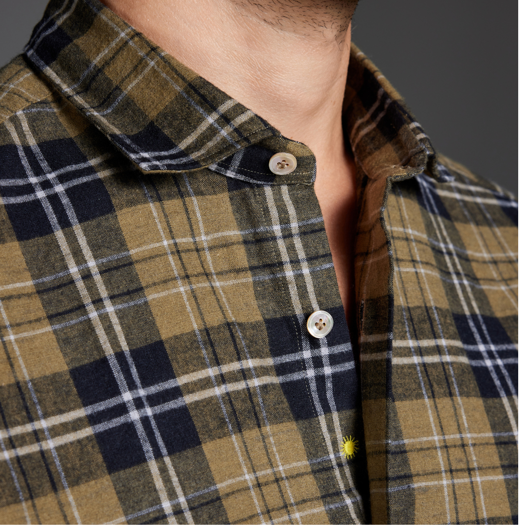 Washed Cotton–Linen Tartan Shirt
