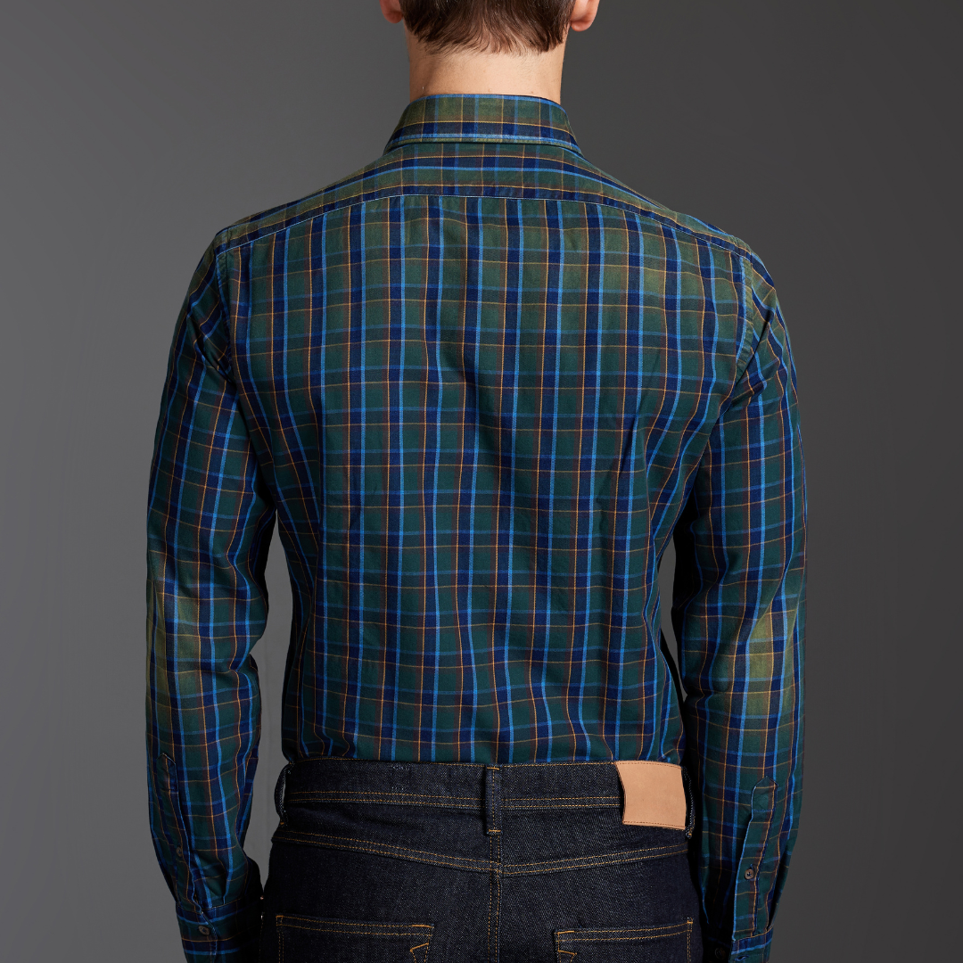 Stone-Washed Tartan Cotton Shirt