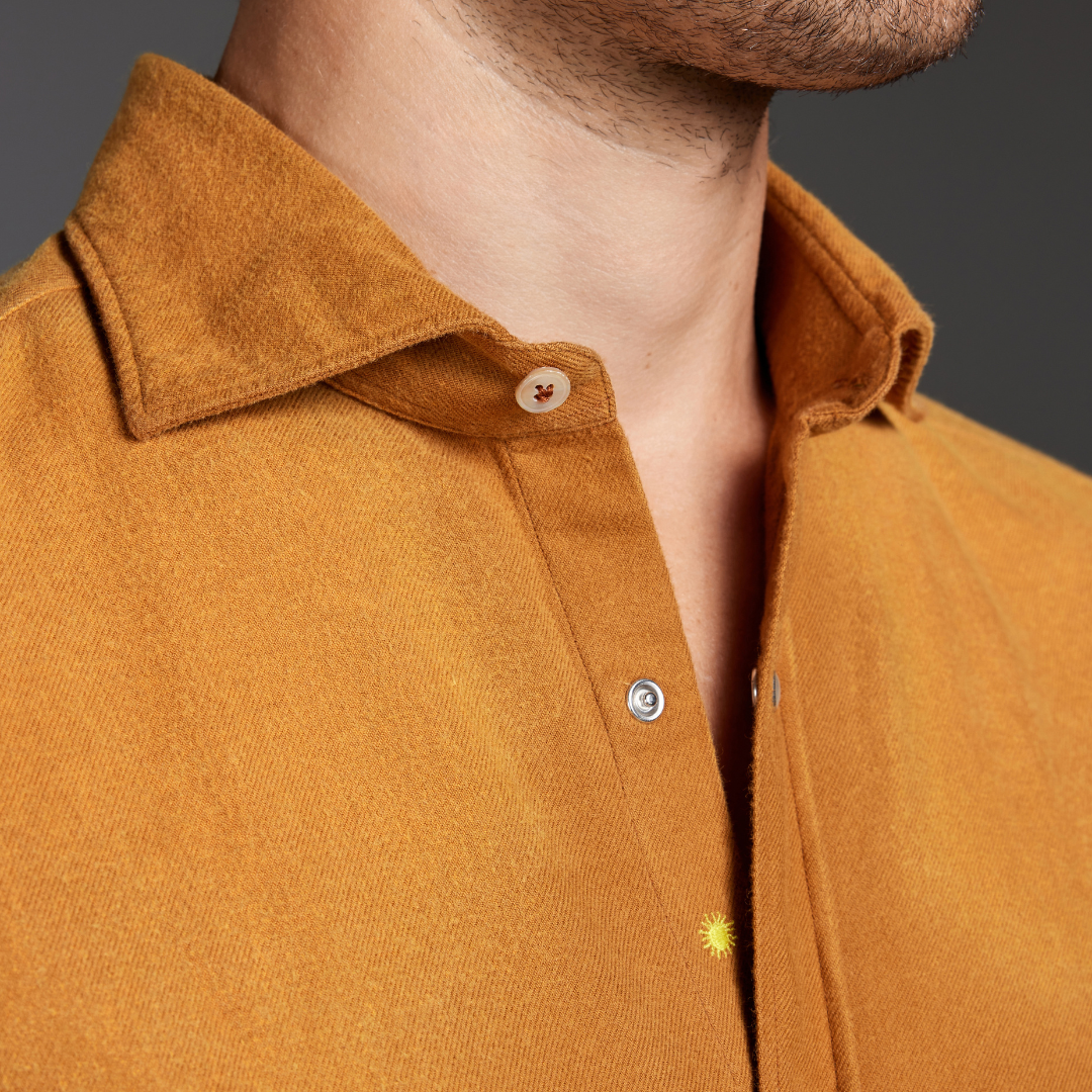 Rust Flannel Shirt with Sabbiature