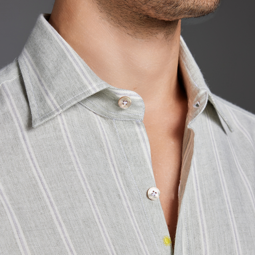 Washed Cotton–Wool Striped Shirt
