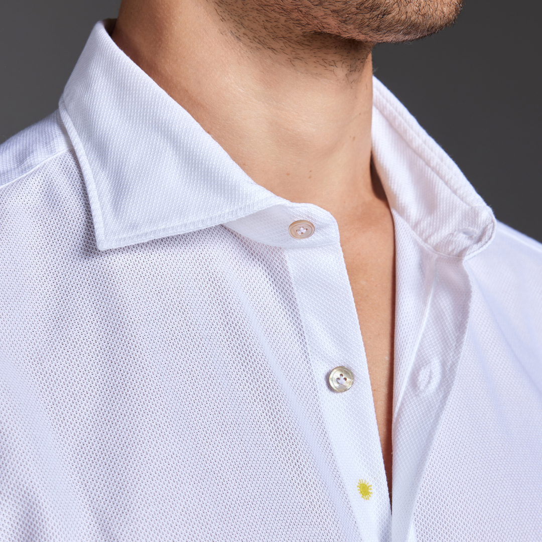 White Honeycomb Cotton Shirt