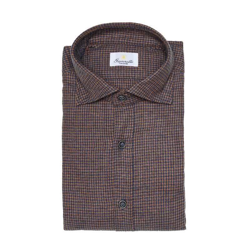 Washed Pied-de-Poule Flannel Shirt