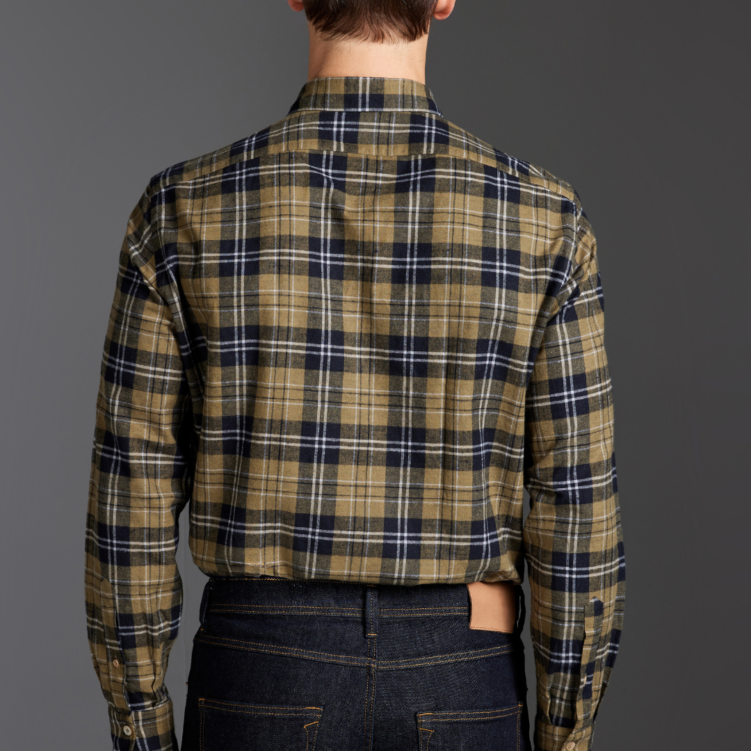 Washed Cotton–Linen Tartan Shirt