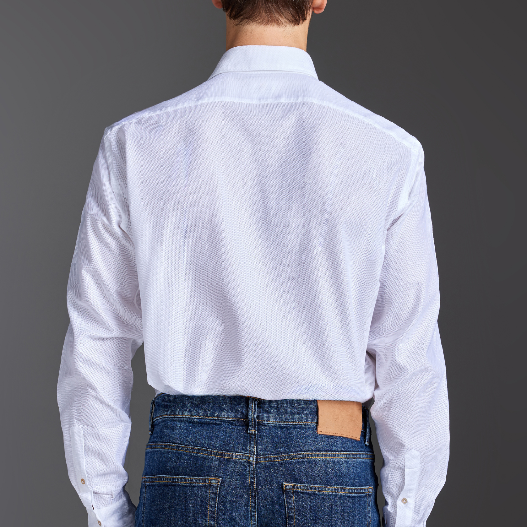 White Honeycomb Cotton Shirt