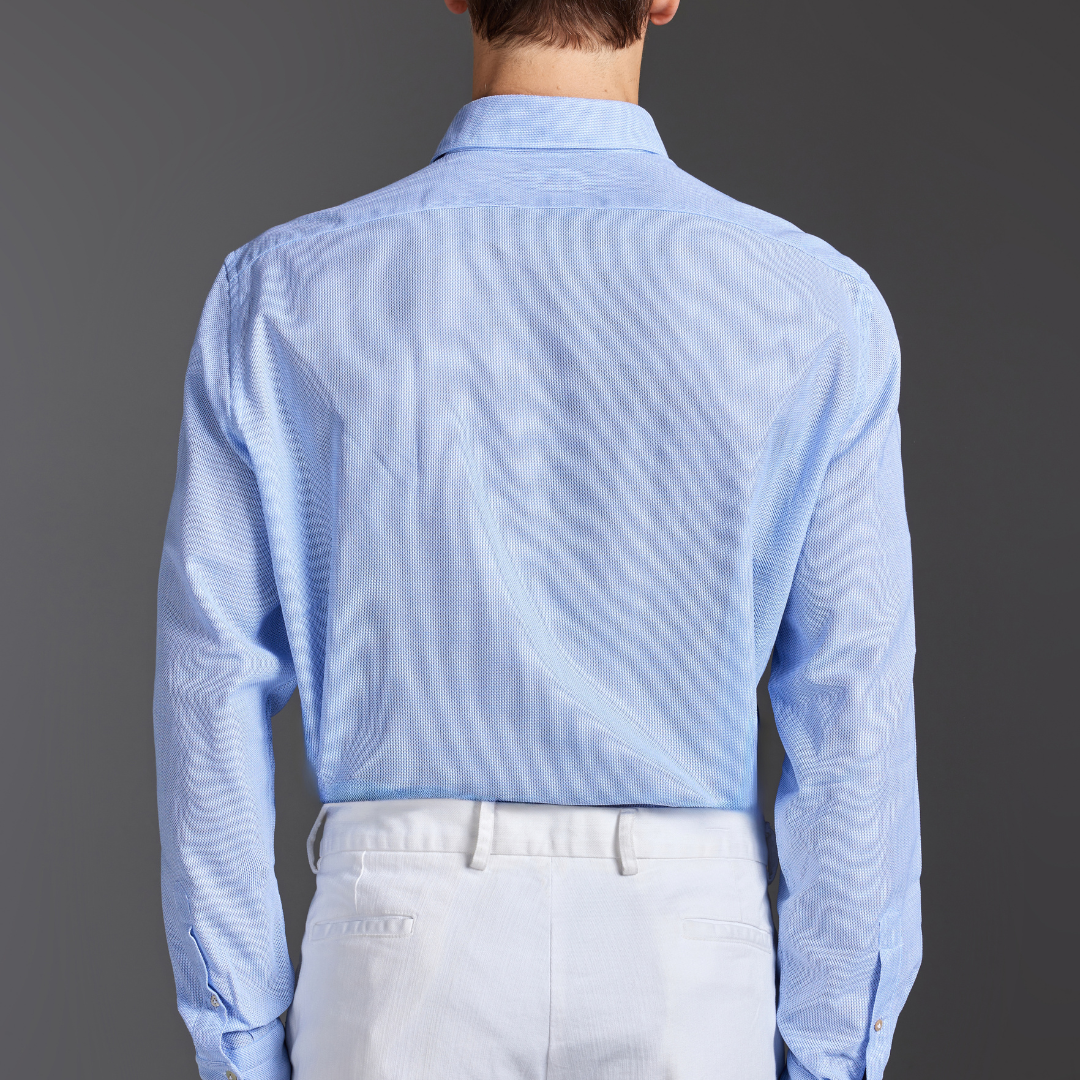 Washed Celeste Honeycomb Cotton Shirt