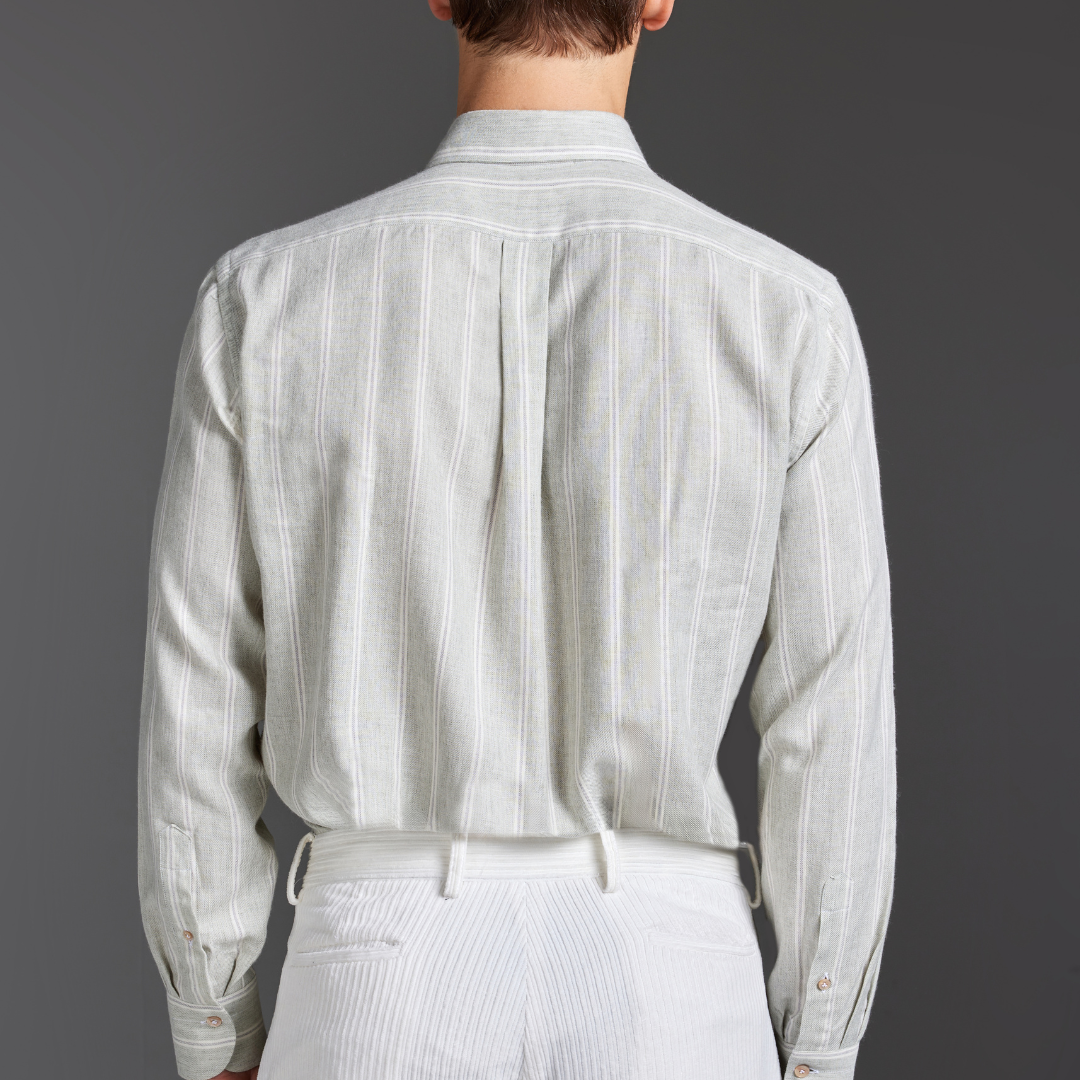 Washed Cotton–Wool Striped Shirt