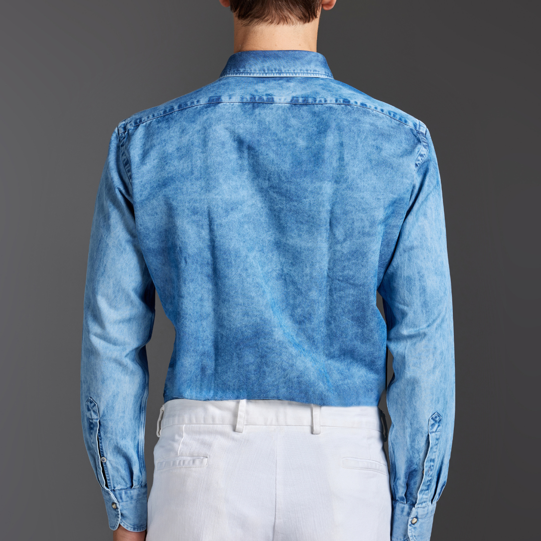 Heavy Marbled-Wash Denim Shirt