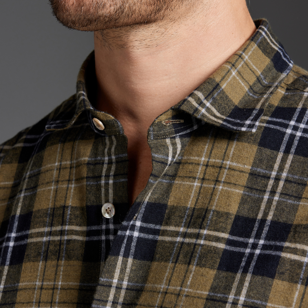 Washed Cotton–Linen Tartan Shirt