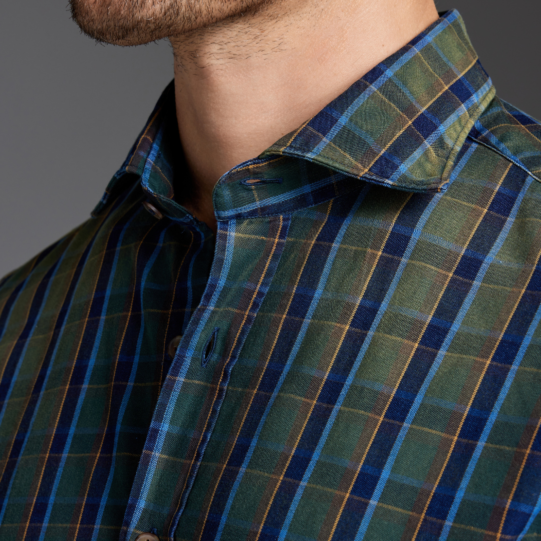 Stone-Washed Tartan Cotton Shirt