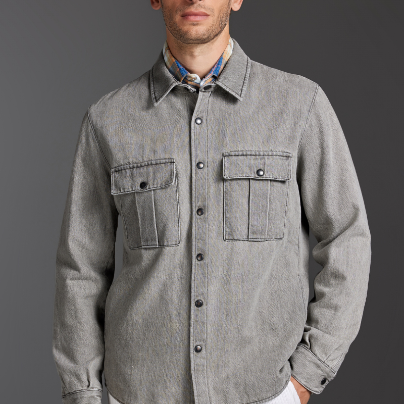 Grey Denim Overshirt Jacket