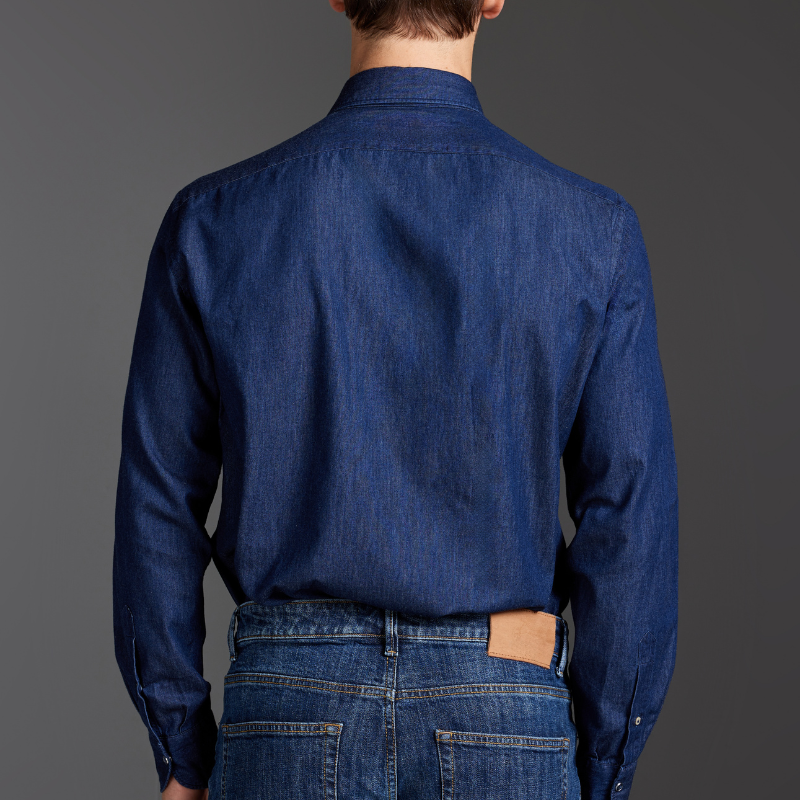 Blue Stone-Washed Denim Shirt