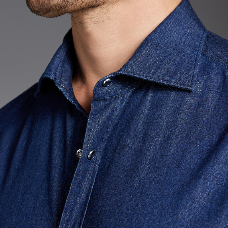 Blue Stone-Washed Denim Shirt
