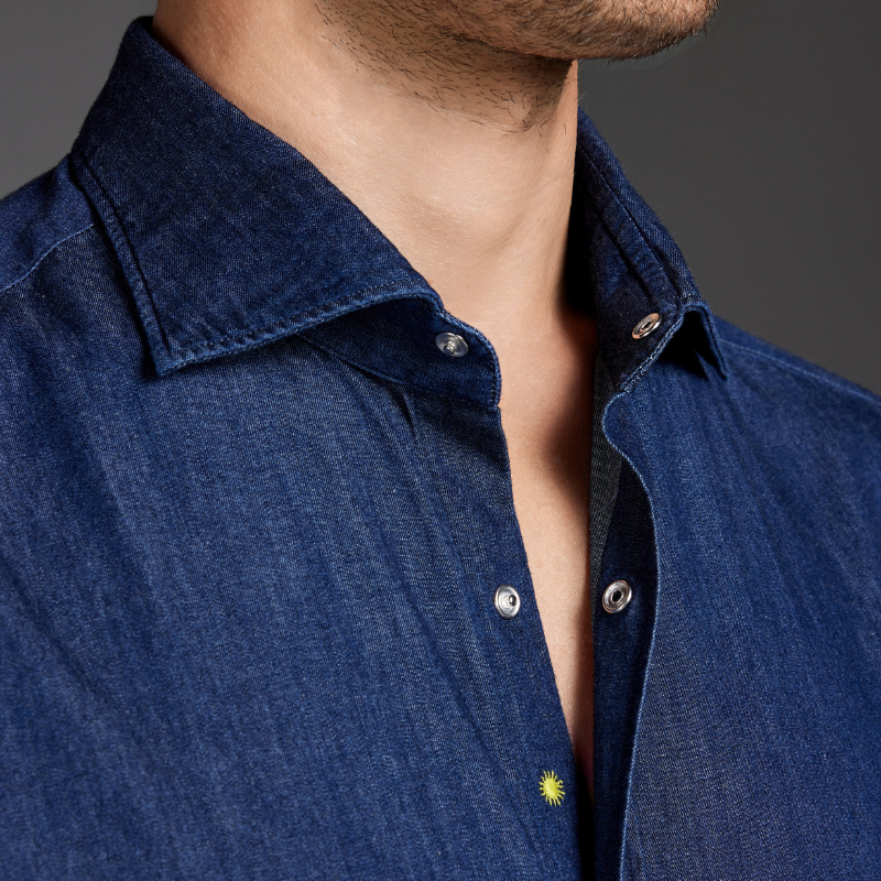 Blue Stone-Washed Denim Shirt