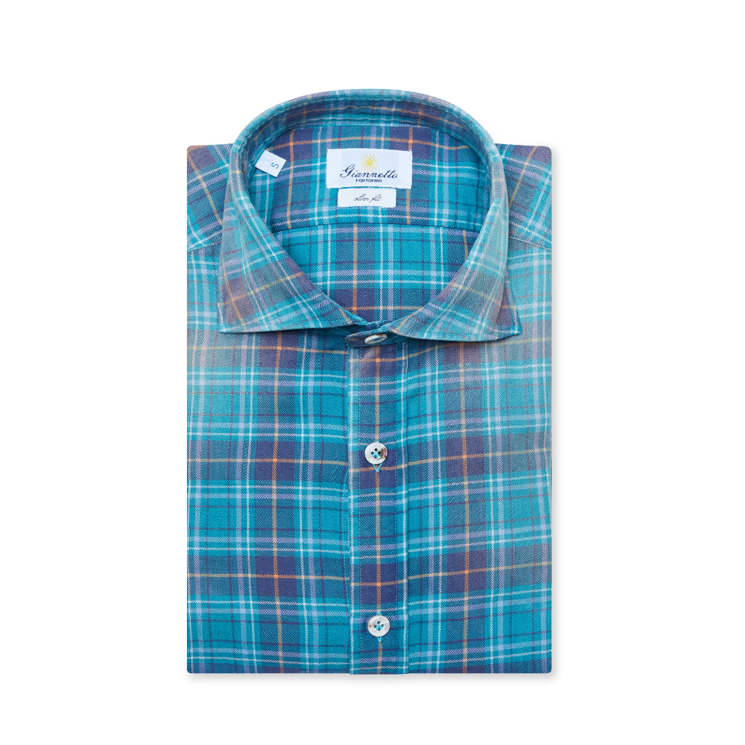 Stone-Washed Tartan Flannel Shirt