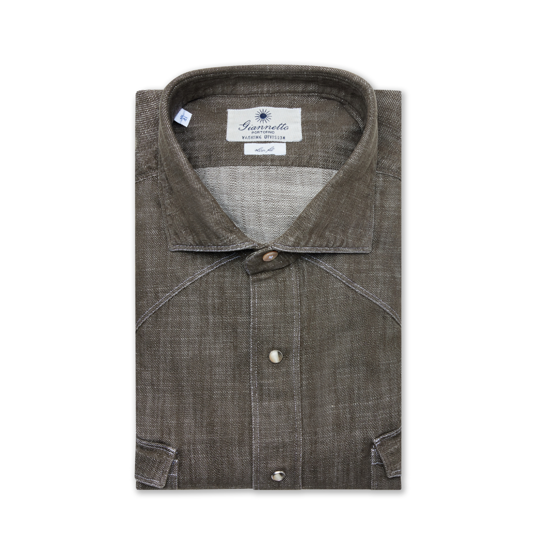 Brown Heavy Denim Texan Shirt