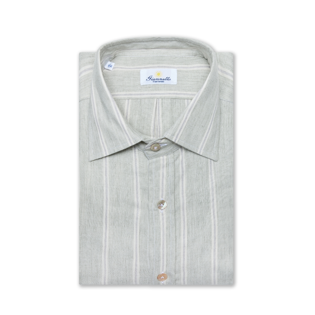 Washed Cotton–Wool Striped Shirt