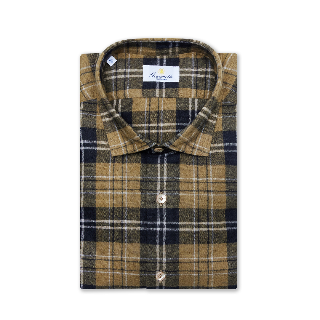 Washed Cotton–Linen Tartan Shirt